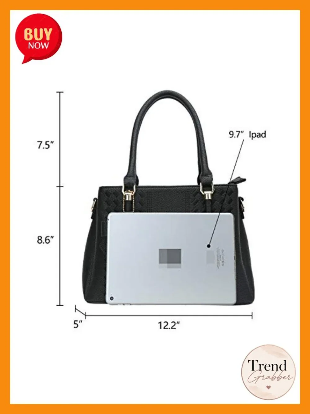 PU Leather Top Handle Satchel Bag, 3 Compartments, Adjustable Strap